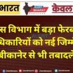 पुलिस विभाग में बड़ा फेरबदल: कई अधिकारियों को नई जिम्मेदारियां, बीकानेर से भी तबादले