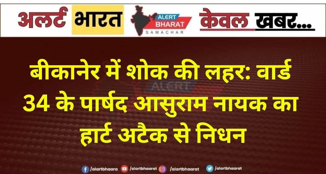 बीकानेर में शोक की लहर: वार्ड
34 के पार्षद आसुराम नायक का
हार्ट अटैक से निधन